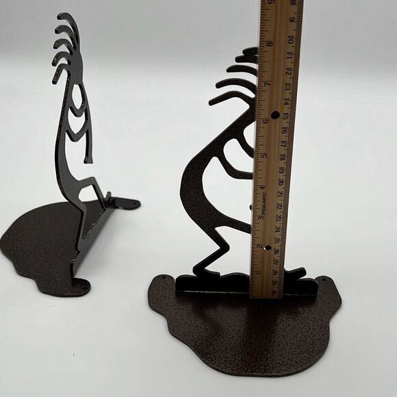 Kokopelli Native American Book Ends Lazart Collectors Series Black Metal 2 Piece - Picture 5 of 9